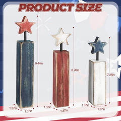 4Th of July Table Decorations, 3Pcs Red White and Blue Decorations, Retro Patrio