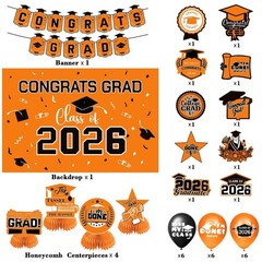 2026 Graduation Decorations Set – Congrats Grad Banner, Balloons & Centerpieces