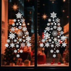 171 pcs Snowflake Window Clings 9 Sheets Christmas 11.81*7.87*0.08, White