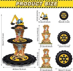 Construction Birthday Decorations 3 Tier Construction Theme Cupcake Stand Car…