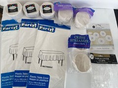 Plan A Party Crepe Streamer Lot w/Table Cover, Clips, and Tissue Fans