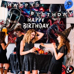 113Pcs Venom Party Supplies Superhero Birthday Party Decorations Balloons Plates