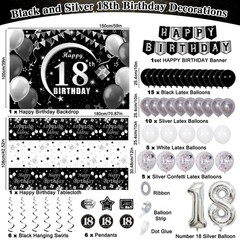 18th Decorations for Boys, Black White Happy 18th Decorations for Boy, 18 Yea…