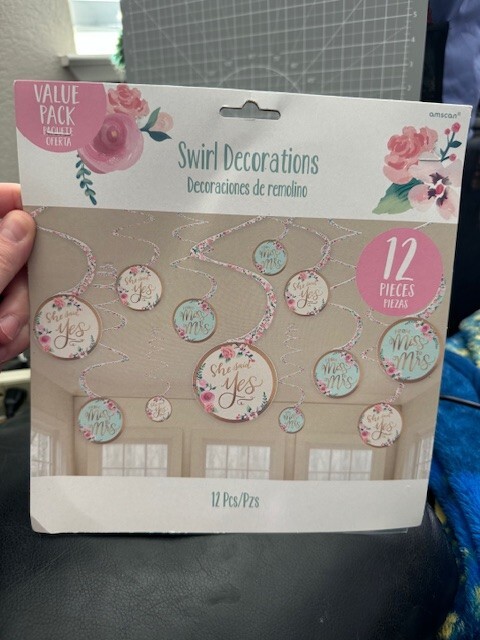 Bridal Shower or Hens Night 12ct. Hanging Swirl Decorations She Said Yes New!!!