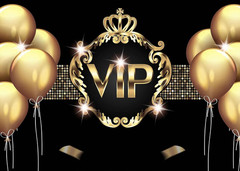 VIP Birthday Backdrop for Birthday Party Decorations Golden Balloon Black Gold