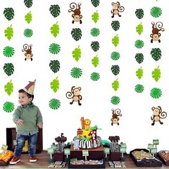 Monkey Palm Leaves Cutouts Garland Jungle Party Decorations Monkeys