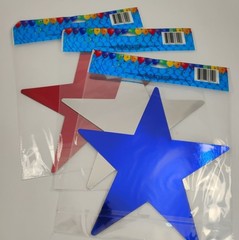 USA Star Foil Cutouts Red Blue Silver Lot total of 15 Stars Patriotic NWT