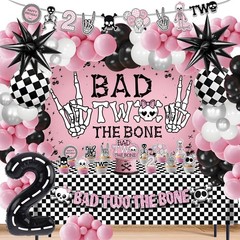 Bad Two The Bone Birthday Decorations, Rock And Roll Music Themed 2nd Birthda…