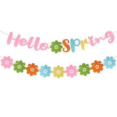 Hello Spring Banner, Pre-Strung Spring Flower Banner Colorful Spring Garland …