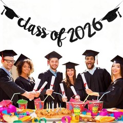 2026 Graduation Banners Party Decorations, Black Class Standard, 2026