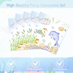 Under The Sea Baby Shower Decorations Ocean Theme Tableware Set 40 Pcs Party
