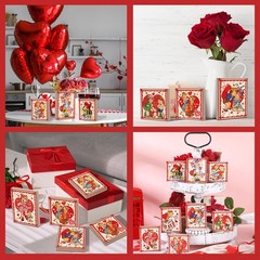 8 Pcs Vintage Valentine’s Day Decorations Retro Valentine Wooden Sign Table C…