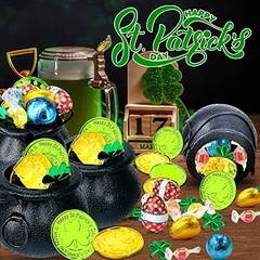 216 PCS St Patrick’s Day Cauldrons Set Pot of Gold Decorations 6 Black Small