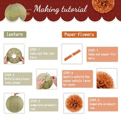 NICROLANDEE Fall Wedding Decorations, 12 PCS Orange Maple Leaf Paper Lanterns…