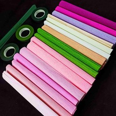 16 PCS Pink Crepe Paper Rolls Flower DIY Kits Streamer Iron Wires Tape Craft