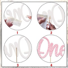 Pink 1st Birthday Centerpiece Sticks Glitter Number 1 Table Party Decoration