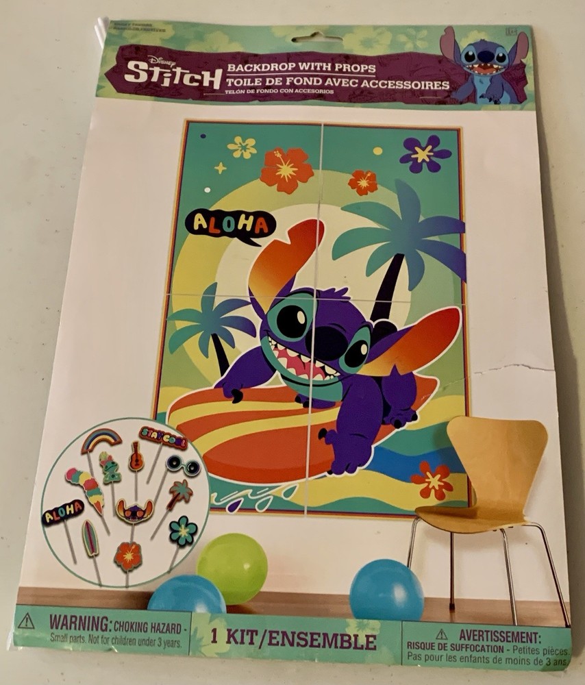 Disney Lilo And Stitch Party Backdrop With Props Kit New