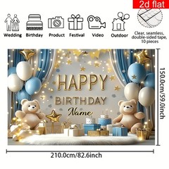 2D Flat Banner 1pc Customizable Name Birthday Party Banner Photography Backdrop☋