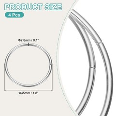 4 Pcs Metal Hoops for Crafts, 1.8 Inch Dream Catcher Rings, Silver