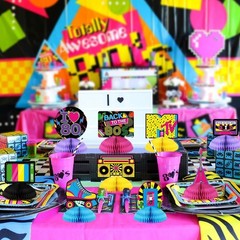 80s Party Decorations Back To The 80s Party Honeycomb Centerpieces Retro Tabl…