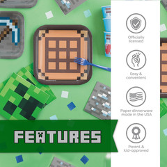 Minecraft Birthday Decorations – Serves 16 | Party Supplies: Minecraft Balloons,