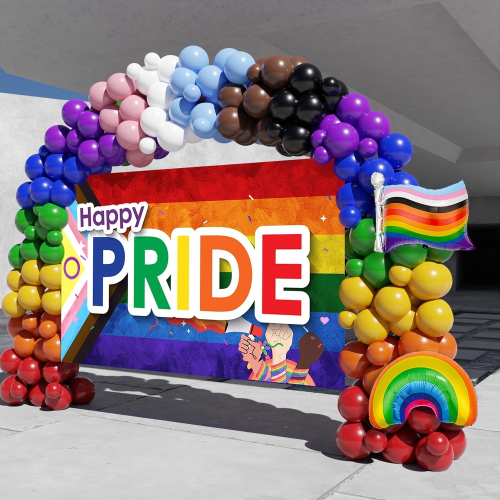 Pride Decorations, 157PCS Pride Balloon Garland Arch Kit with Large Backdrop …