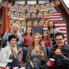 USA 250th Anniversary Patriotic Party Decorations Set,4th of July Banners & Hang