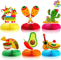 6 Cinco de Mayo Fiesta Honeycomb Centerpieces 8.5in Table Party Decorations
