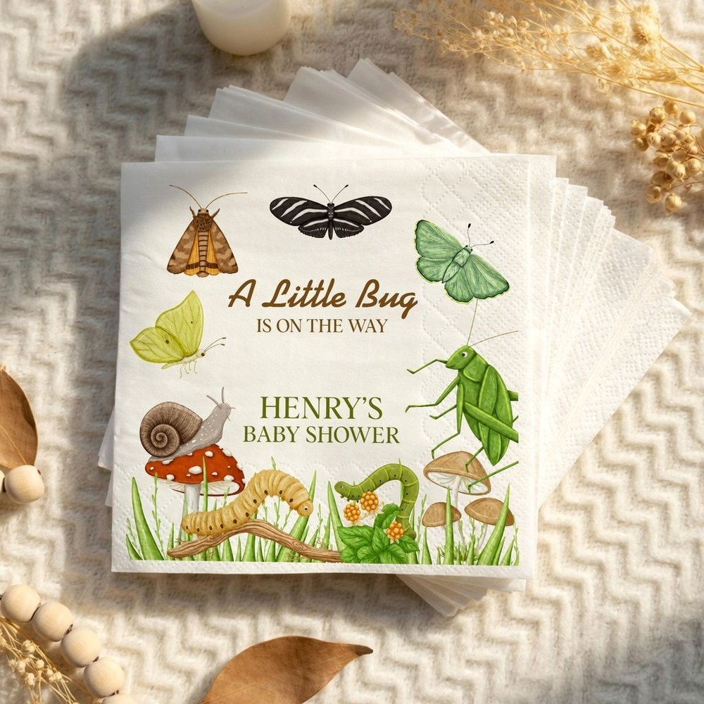 Personalized Little Bug Baby Shower Napkins Custom Party Decor SATTNA0718