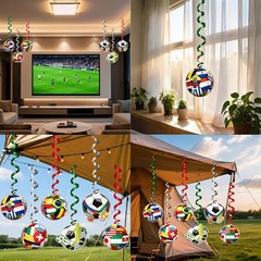 Soccer Party Decorations 12 Pcs Streamers Flags World Cup 2026 Theme