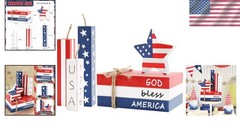 Multipurpose 4th of July Centerpiece – 7-Piece Wood Decor for Home and Office