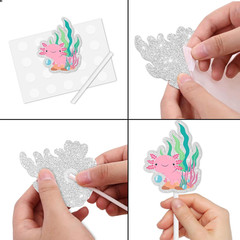 18Pcs Pink Glitter Cute Axolotl Dessert Cupcake Topper Pick for Cartoon Animal S