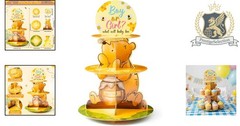 Charming Winnie the Pooh 3-Tier Cupcake Stand for Baby Showers & Gender Reveals