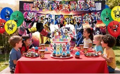 98 Pcs Power Rangers Decorations Tableware,Power Rangers Party Backdrop Banner