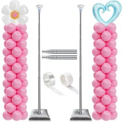Balloon Column Stand Set of 2, Adjustable 7 Feet Ballon Arch Stands with Base…