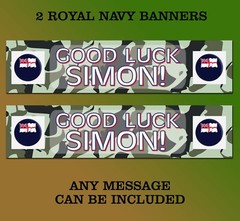 2 Royal Navy personalised banners good luck birthday anniversary any message
