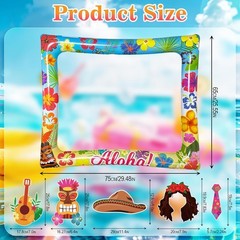 Complete Hawaiian Luau Selfie Kit – 30 Props with Inflatable Frame for Parties