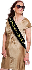 The Legend Has Retired Sash – Black & Gold Foil Retirement Party Sash with Pin