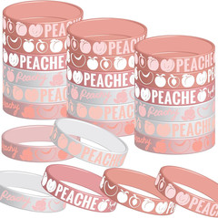 24pcs Peach Silicone Wristbands Party Favors Summer Fruit Bracelets 8.08 inch