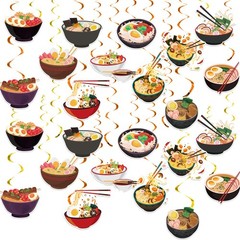 24 PCS Ramen Hanging Swirls Japanese Noodles Streamers Birthday Party Decor