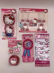 Hello Kitty supplies Candles, Award Ribbon, Garland, Cookie Cutters. NOS
