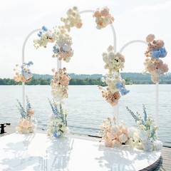 3 White Metal Arch Backdrop Stand Frame for Wedding Birthday Ceremony Graduation