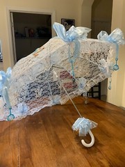 Baby Boy Shower 36″ Umbrella Hand Decorated «Showered with Gifts» Traditional