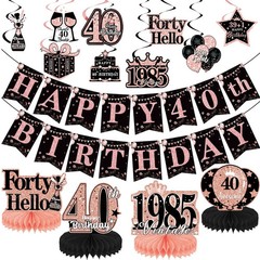 40th Birthday Decorations For Women Rose Gold 40 Year Old Birthday Banners Hangi