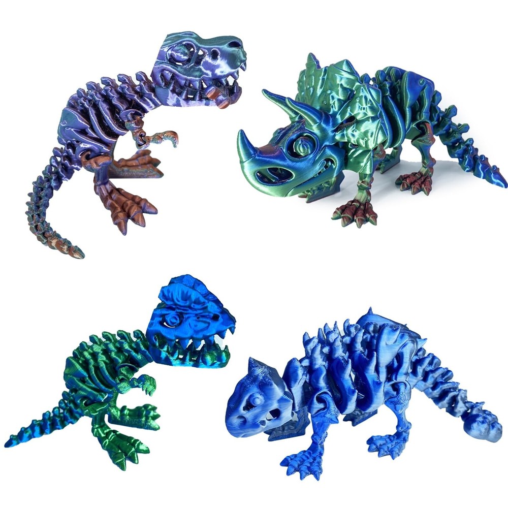 4Pcs 3D Printed Dinosaur Bones,Articulated T-Rex Skeletons, 3D Printed Tricer…