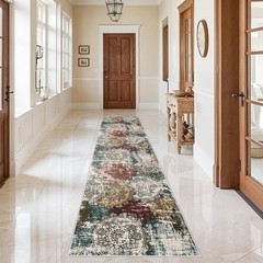BYYVOO 3×12 Runner Rug for Hallway – 3′ x 12′ (Rectangular), Red/Green/Multi