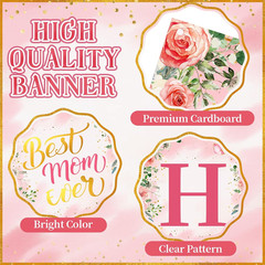Pre-Strung Happy Mothers Day Banner, 2026 Mothers Day Decorations for Party, Pin