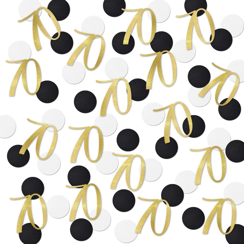 200 PCS Gold Glitter 70 Confetti 70th Birthday Anniversary Table Decoration