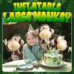 Large Inflatable Monkey (Pack of 3) 27Inch Monkeys for Baby Shower Safari Jungle