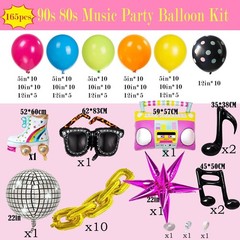 90s 80s Disco Theme Party Decorations, 171Pcs Balloon Arch Kit with Retro Disco